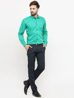 Jainish Green Formal Shirt with black detailing ( SF 411Green ) - Distacart