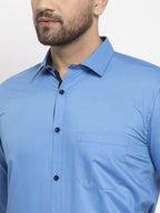 Jainish Light Blue Formal Shirt with black detailing ( SF 411Light-Blue ) - Distacart