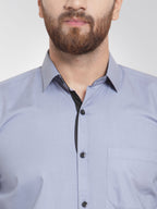 Jainish Light Grey Formal Shirt with black detailing ( SF 411Light-Grey ) - Distacart