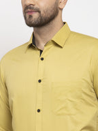 Jainish Lime Yellow Formal Shirt with black detailing ( SF 411Lime ) - Distacart