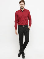 Jainish Maroon Formal Shirt with black detailing ( SF 411Red ) - Distacart