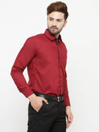 Jainish Maroon Formal Shirt with black detailing ( SF 411Red ) - Distacart