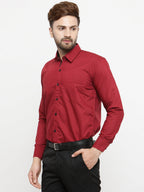 Jainish Maroon Formal Shirt with black detailing ( SF 411Red ) - Distacart