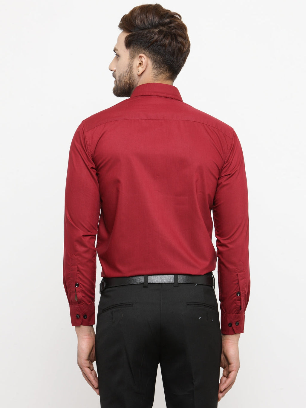 Jainish Maroon Formal Shirt with black detailing ( SF 411Red ) - Distacart