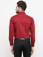 Jainish Maroon Formal Shirt with black detailing ( SF 411Red ) - Distacart