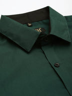 Jainish Olive Green Formal Shirt with black detailing ( SF 411Olive ) - Distacart