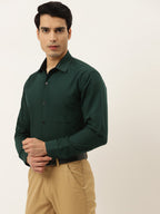 Jainish Olive Green Formal Shirt with black detailing ( SF 411Olive ) - Distacart