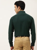 Jainish Olive Green Formal Shirt with black detailing ( SF 411Olive ) - Distacart