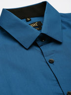 Jainish Pecock Green Formal Shirt with black detailing ( SF 411Peacock ) - Distacart