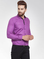 Jainish Purple Formal Shirt with black detailing ( SF 411Purple ) - Distacart