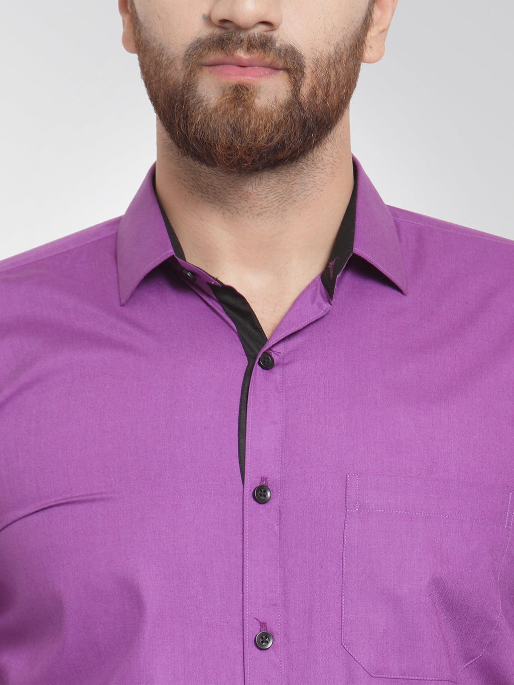 Jainish Purple Formal Shirt with black detailing ( SF 411Purple ) - Distacart