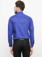 Jainish Royal Blue Formal Shirt with black detailing ( SF 411Royal-Blue ) - Distacart