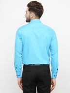 Jainish Sky Blue Formal Shirt with black detailing ( SF 411Sky ) - Distacart