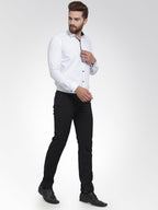 Jainish White Formal Shirt with black detailing ( SF 411White ) - Distacart