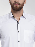 Jainish White Formal Shirt with black detailing ( SF 411White ) - Distacart