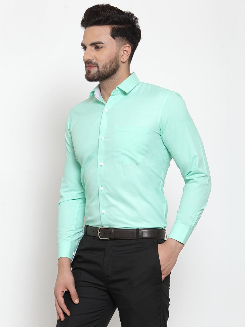 Jainish Green Formal Shirt with white detailing ( SF 419Green ) - Distacart