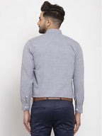 Jainish Grey Formal Shirt with white detailing ( SF 419Grey ) - Distacart