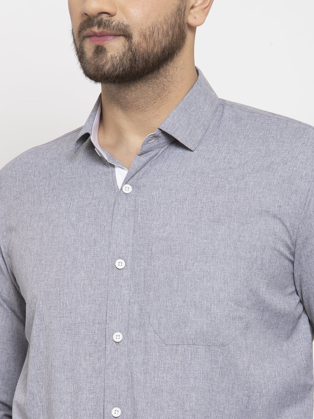 Jainish Grey Formal Shirt with white detailing ( SF 419Grey ) - Distacart