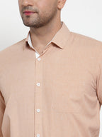 Jainish Light-Brown Formal Shirt with white detailing ( SF 419Light-Brown ) - Distacart