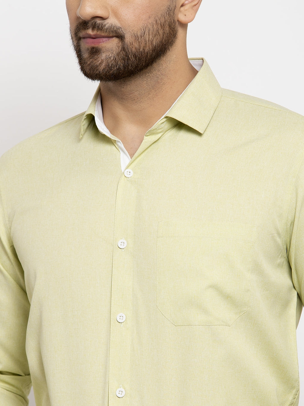 Jainish Lime Green Formal Shirt with white detailing ( SF 419Lime-Green ) - Distacart