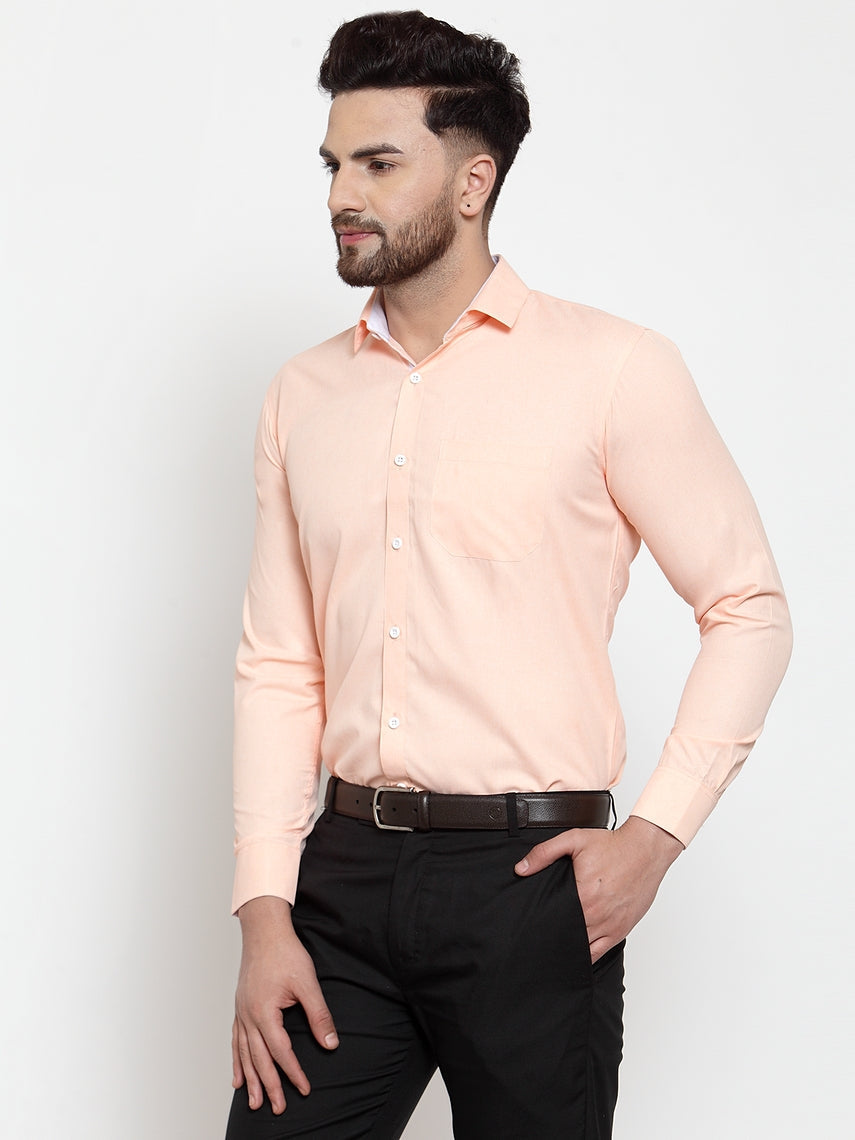 Jainish Orange Formal Shirt with white detailing ( SF 419Orange ) - Distacart