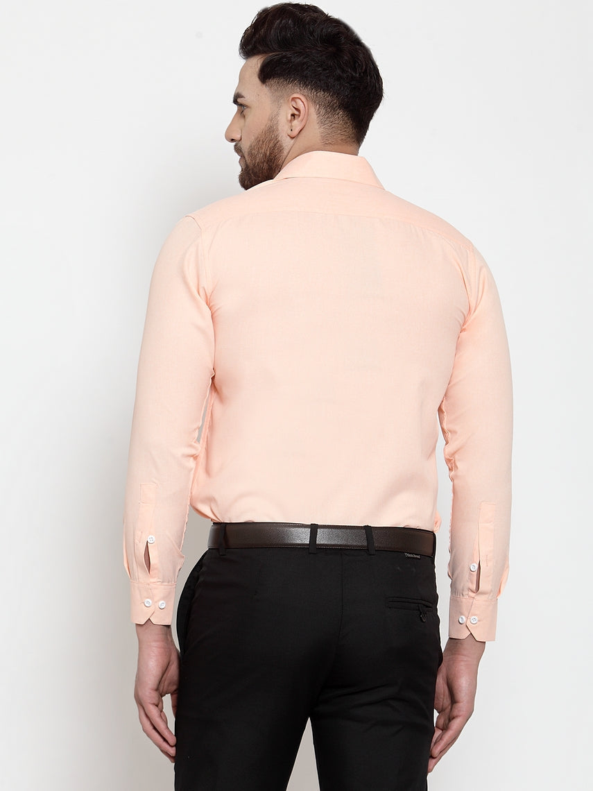 Jainish Orange Formal Shirt with white detailing ( SF 419Orange ) - Distacart