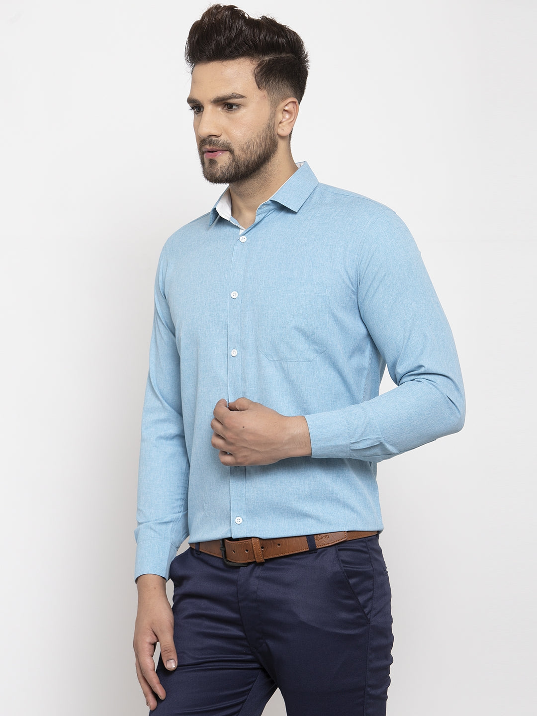 Jainish Pista Green Formal Shirt with white detailing ( SF 419Pista ) - Distacart