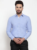 Jainish Sky Blue Formal Shirt with white detailing ( SF 419Sky ) - Distacart