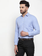 Jainish Sky Blue Formal Shirt with white detailing ( SF 419Sky ) - Distacart