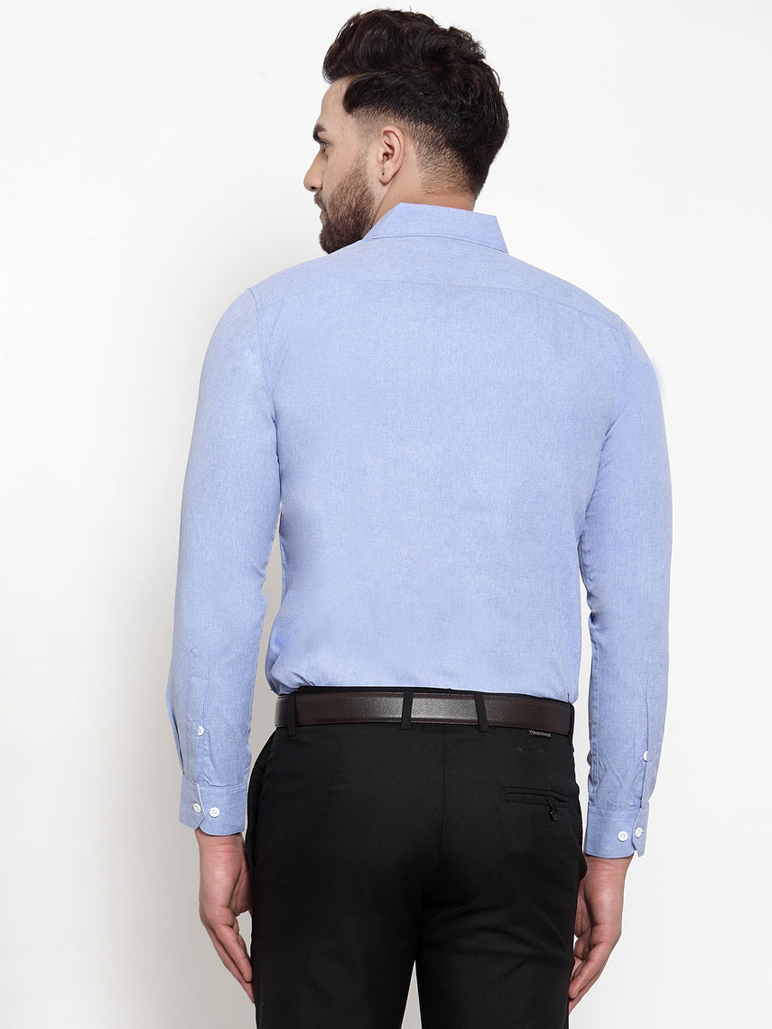 Jainish Sky Blue Formal Shirt with white detailing ( SF 419Sky ) - Distacart