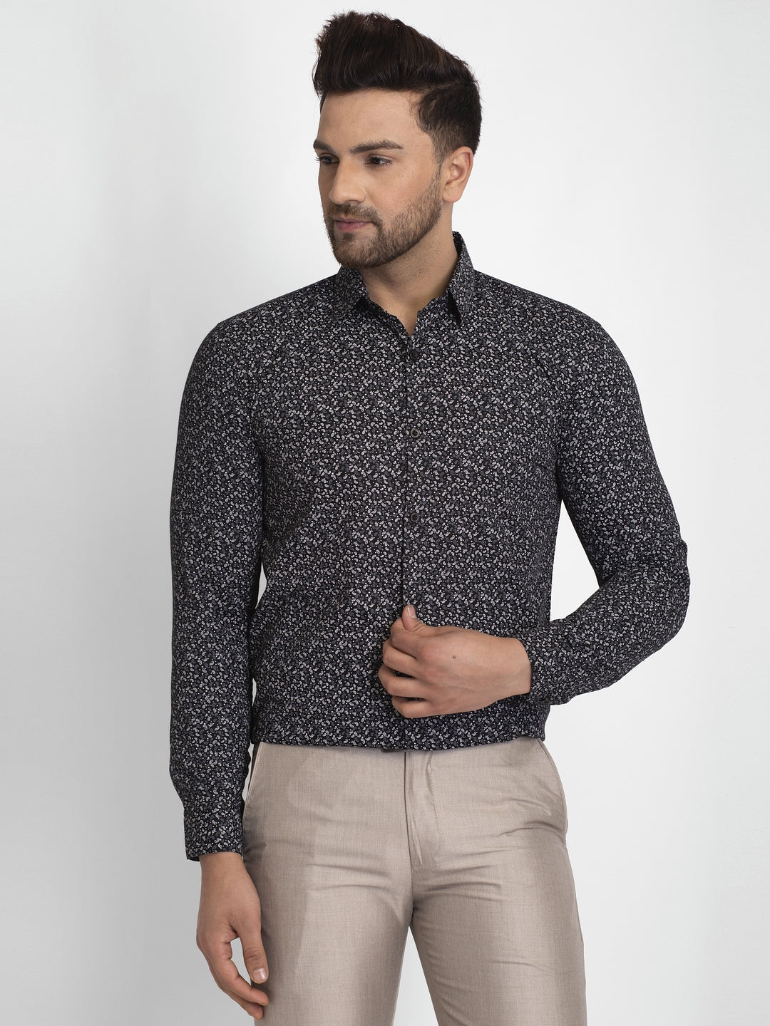 Jainish Black Printed Formal Shirt ( JSF 426Black ) - Distacart