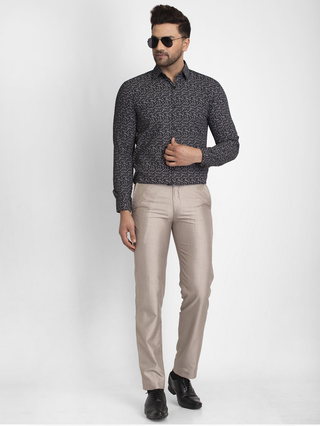 Jainish Black Printed Formal Shirt ( JSF 426Black ) - Distacart