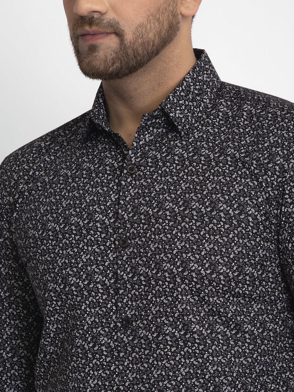 Jainish Black Printed Formal Shirt ( JSF 426Black ) - Distacart