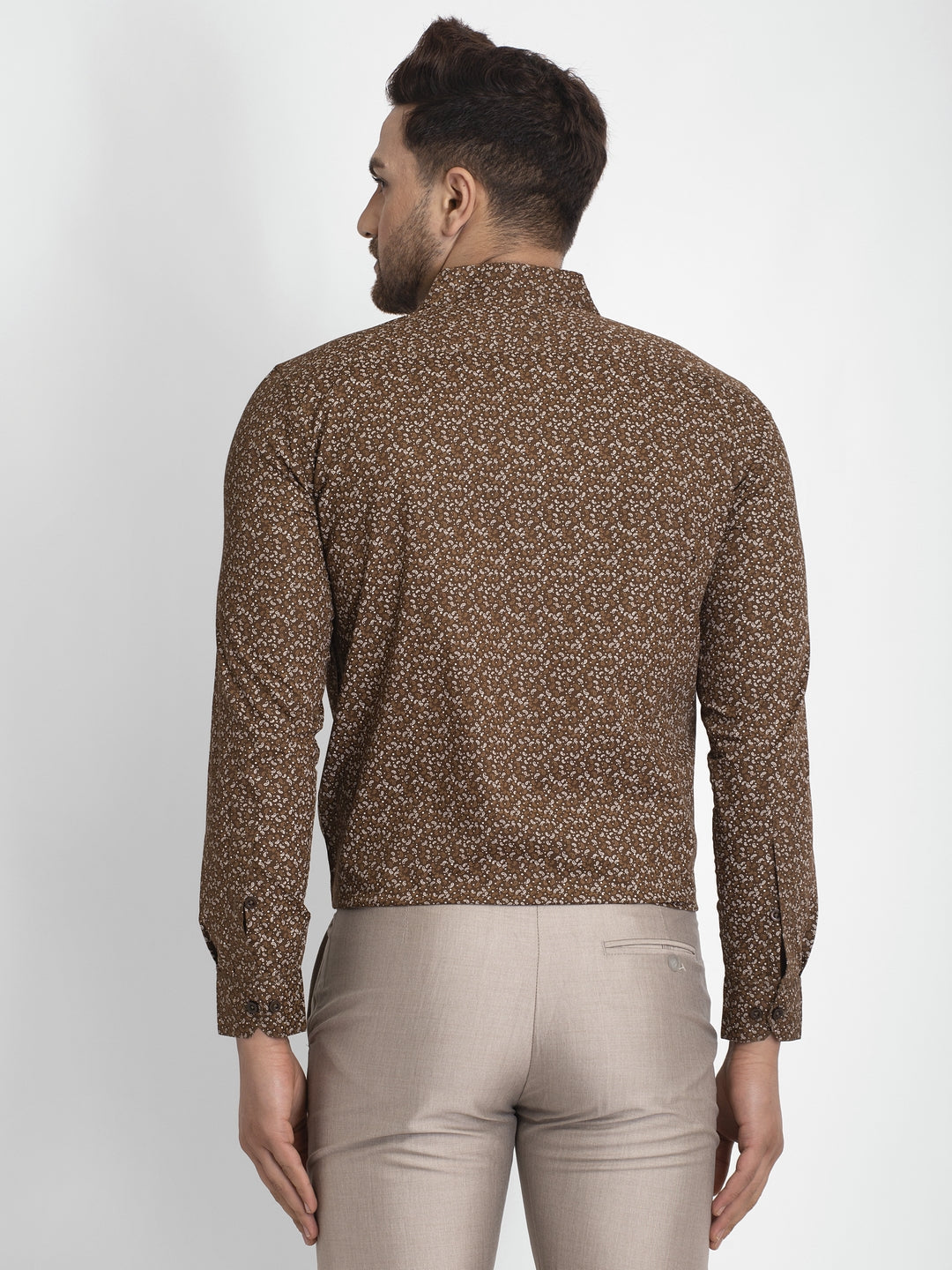 Jainish Coffee Brown Printed Formal Shirt ( JSF 426Coffee ) - Distacart