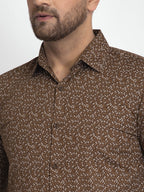 Jainish Coffee Brown Printed Formal Shirt ( JSF 426Coffee ) - Distacart