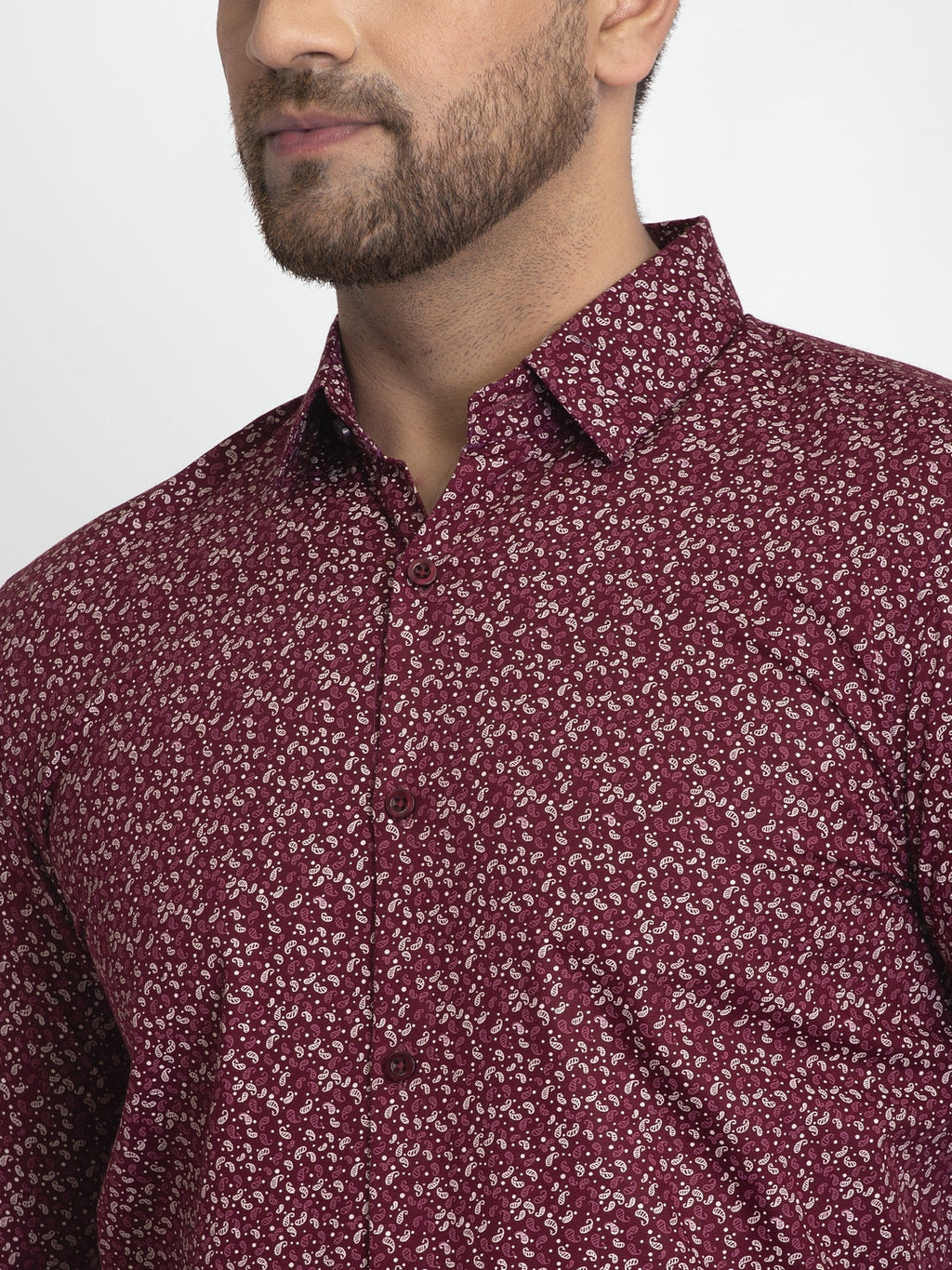 Jainish Maroon Printed Formal Shirt ( JSF 426Maroon ) - Distacart