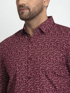 Jainish Maroon Printed Formal Shirt ( JSF 426Maroon ) - Distacart