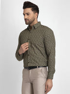 Jainish Olive Green Printed Formal Shirt ( JSF 426Olive ) - Distacart