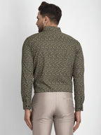 Jainish Olive Green Printed Formal Shirt ( JSF 426Olive ) - Distacart