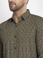 Jainish Olive Green Printed Formal Shirt ( JSF 426Olive ) - Distacart