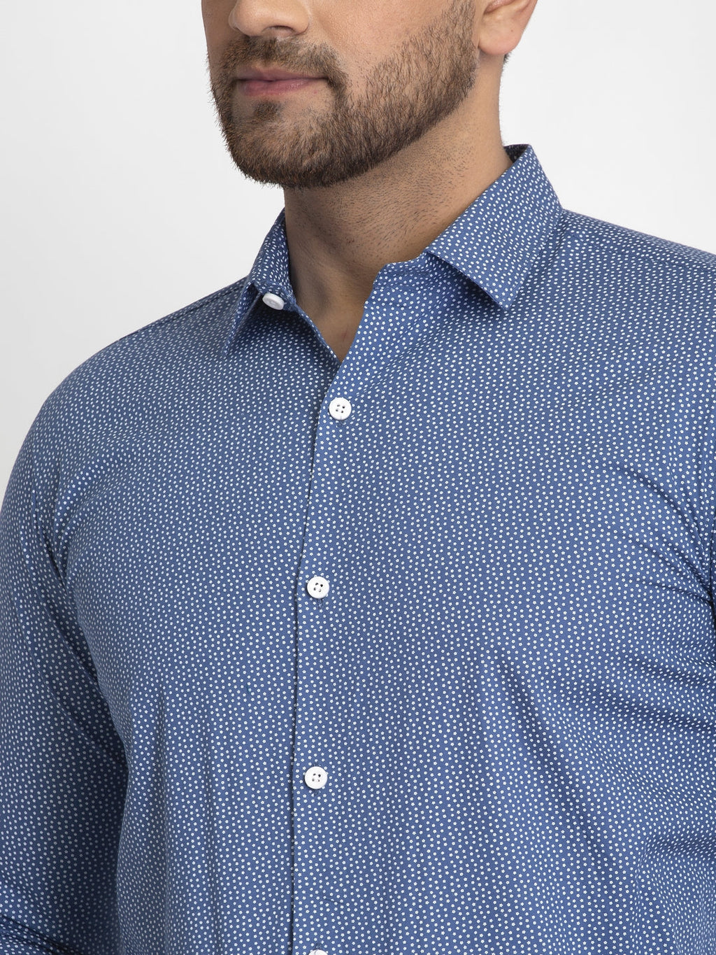 Jainish Blue Men's Cotton Printed Formal Shirts ( SF 428Blue ) - Distacart