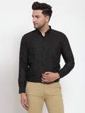 Jainish Black Men's Cotton Solid Button Down Formal Shirts ( SF 713Black ) - Distacart