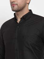 Jainish Black Men's Cotton Solid Button Down Formal Shirts ( SF 713Black ) - Distacart