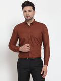 Jainish Brown Men's Cotton Solid Button Down Formal Shirts ( SF 713Brown ) - Distacart