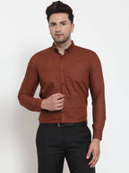 Jainish Brown Men's Cotton Solid Button Down Formal Shirts ( SF 713Brown ) - Distacart