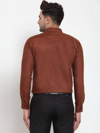 Jainish Brown Men's Cotton Solid Button Down Formal Shirts ( SF 713Brown ) - Distacart