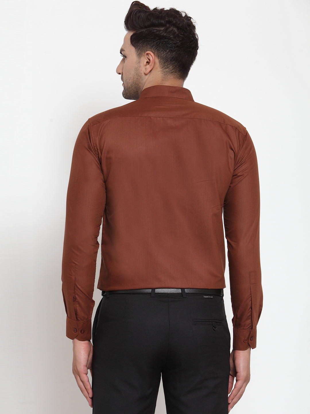 Jainish Brown Men's Cotton Solid Button Down Formal Shirts ( SF 713Brown ) - Distacart
