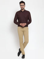Jainish Brown Men's Cotton Solid Button Down Formal Shirts ( SF 713Coffee ) - Distacart