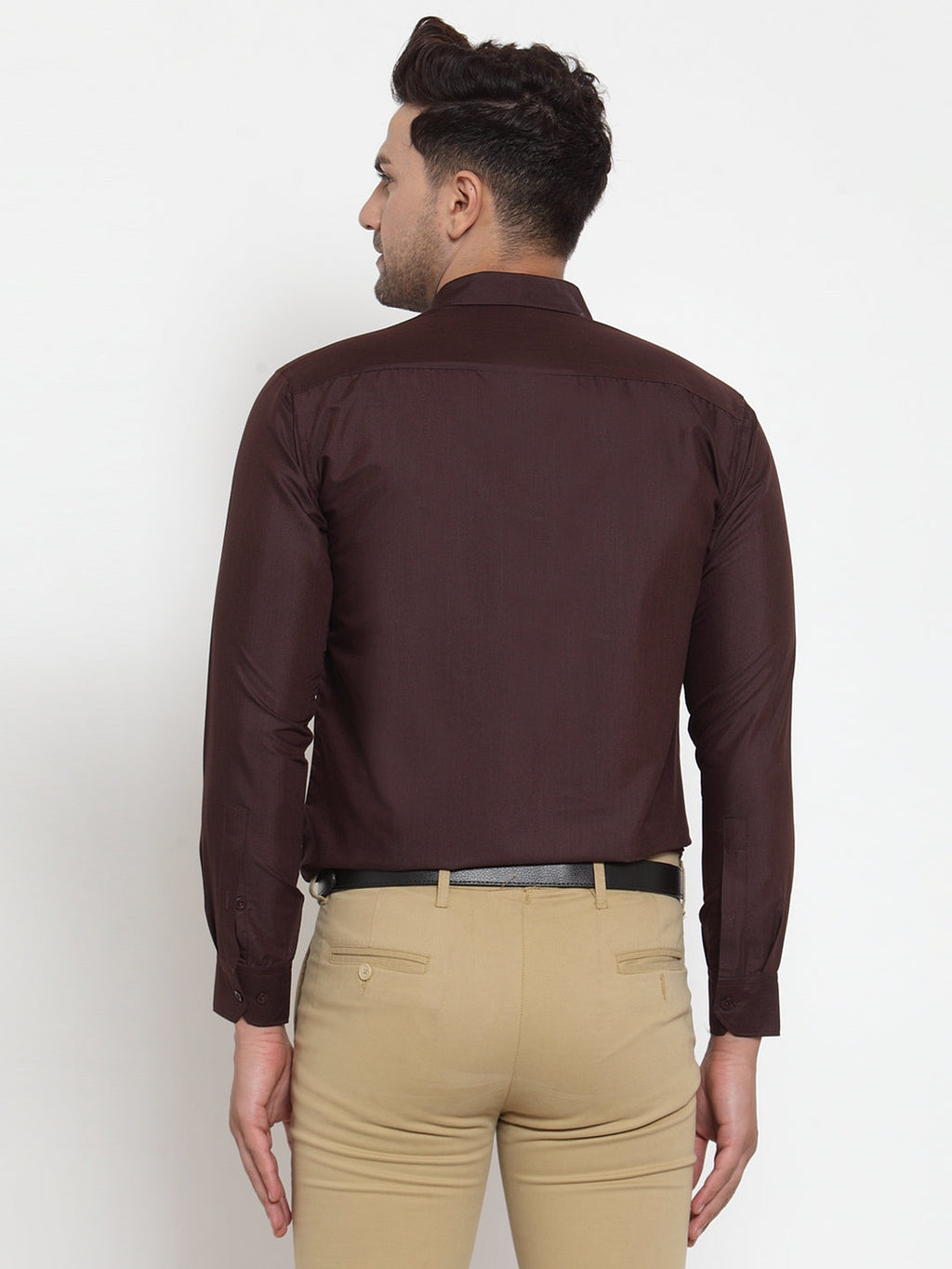 Jainish Brown Men's Cotton Solid Button Down Formal Shirts ( SF 713Coffee ) - Distacart