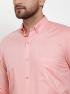 Jainish Red Men's Cotton Solid Button Down Formal Shirts ( SF 713Coral ) - Distacart